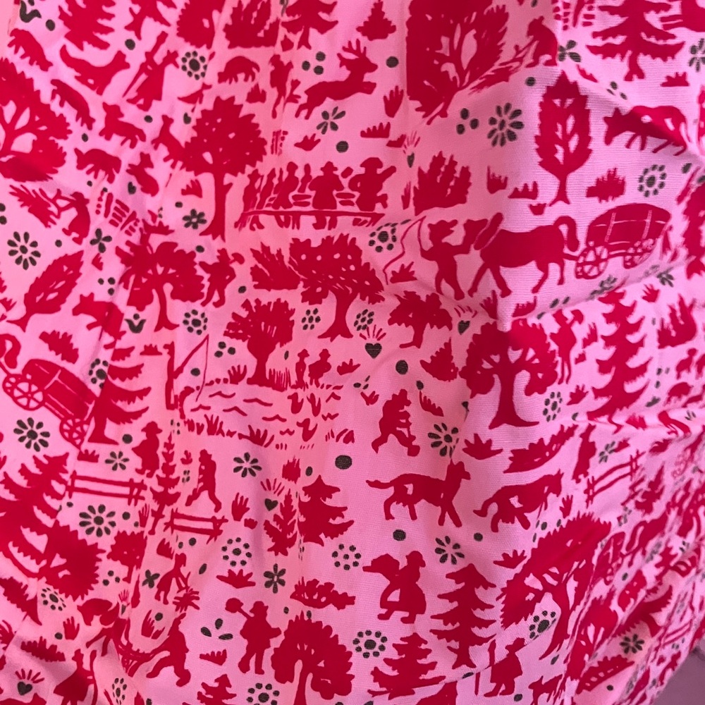 Vintage 60s 70s Lanz Original Countryside Novelty Print Red, Cream,& Green Dress - Picture 4 of 12